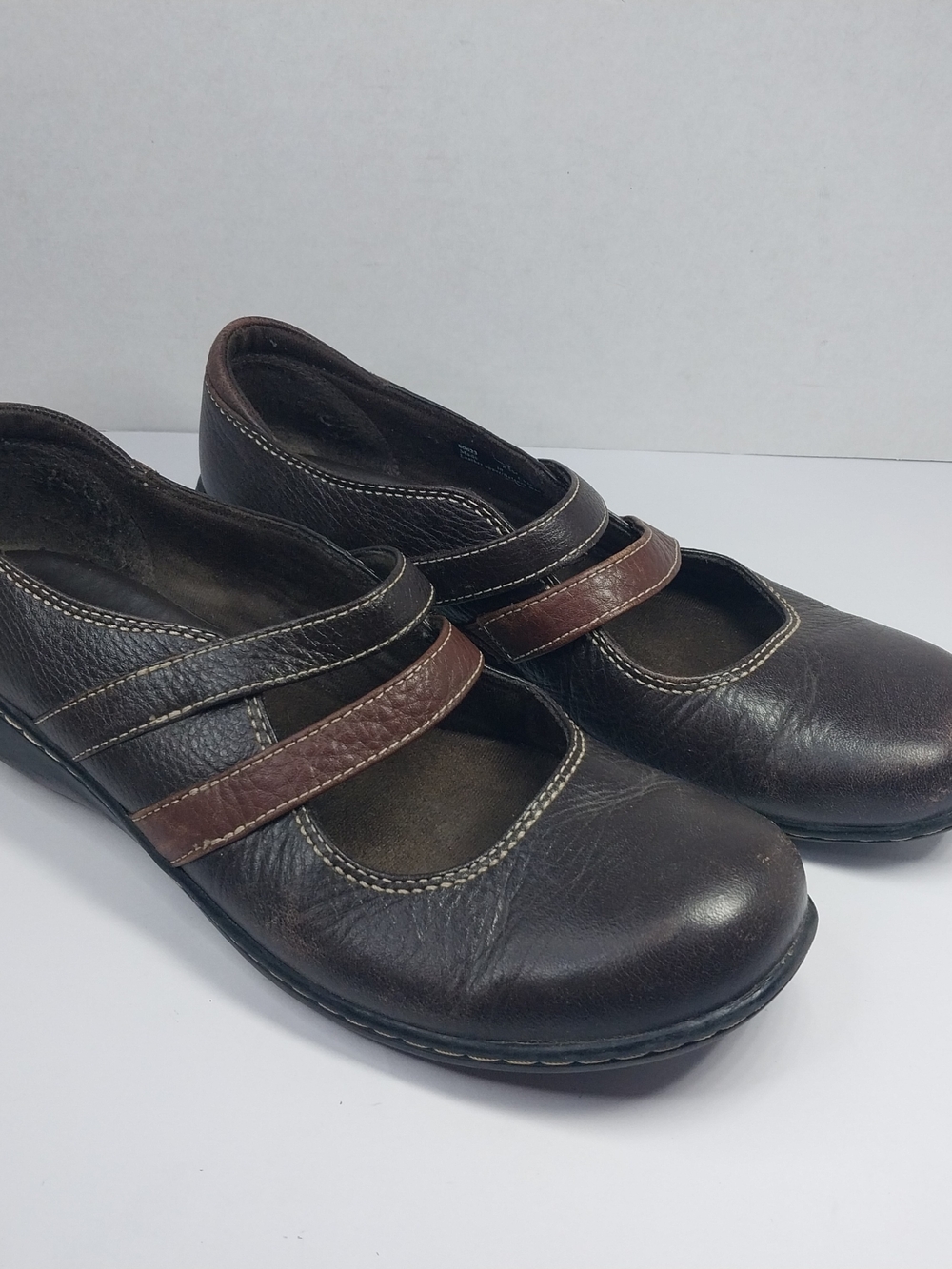 Clarks Bendables Sixty Cruise Size 8.5 Tumbled Leather Mary Jane Slip On Shoes